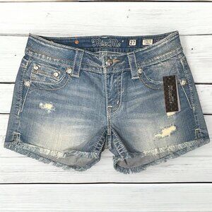 Miss Me Signature Cut Off Frayed Denim Jean Shorts Women's Size 27 NEW